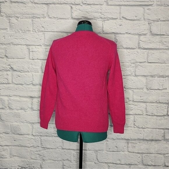 LAMBSWOOL women's pink v - neck 100% wool pullover sweater Sz S - Picture 5 of 8